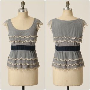 Elegant Gray and Cream Women's Top